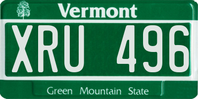 VT license plate XRU496