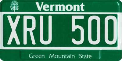 VT license plate XRU500