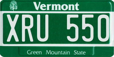 VT license plate XRU550