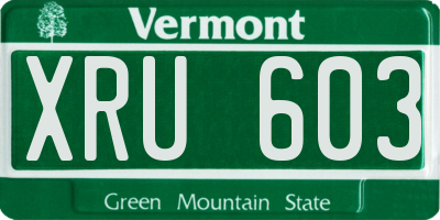VT license plate XRU603