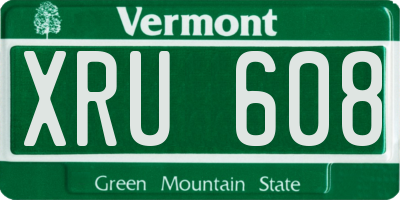 VT license plate XRU608