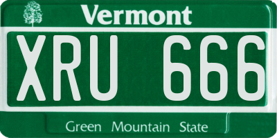 VT license plate XRU666