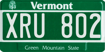 VT license plate XRU802