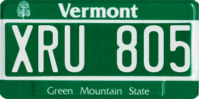 VT license plate XRU805