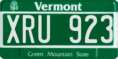 VT license plate XRU923