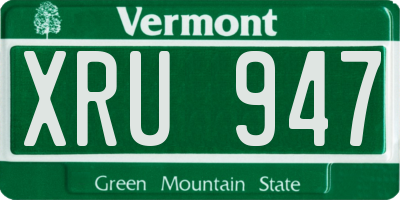 VT license plate XRU947