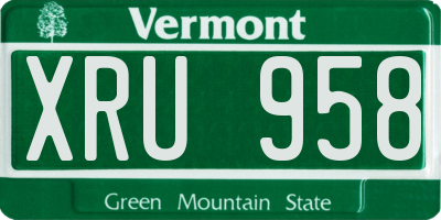 VT license plate XRU958