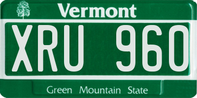 VT license plate XRU960