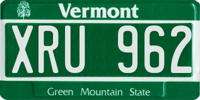 VT license plate XRU962