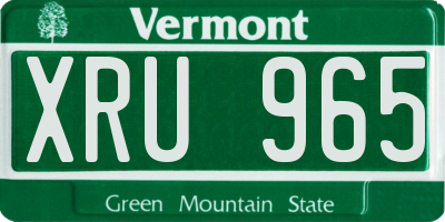 VT license plate XRU965
