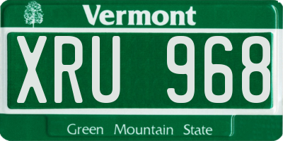 VT license plate XRU968