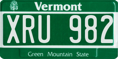VT license plate XRU982