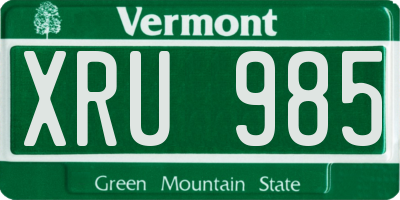 VT license plate XRU985
