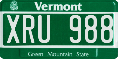 VT license plate XRU988
