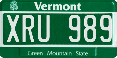 VT license plate XRU989