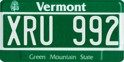 VT license plate XRU992