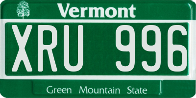 VT license plate XRU996