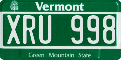 VT license plate XRU998