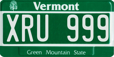 VT license plate XRU999