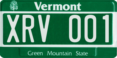 VT license plate XRV001