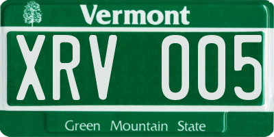 VT license plate XRV005
