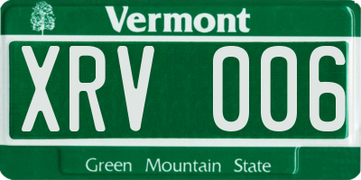 VT license plate XRV006