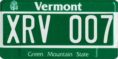 VT license plate XRV007