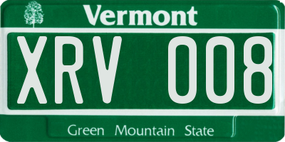 VT license plate XRV008