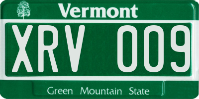 VT license plate XRV009