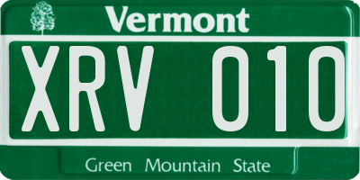 VT license plate XRV010