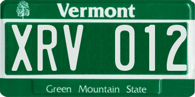 VT license plate XRV012