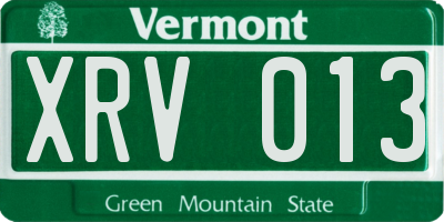 VT license plate XRV013