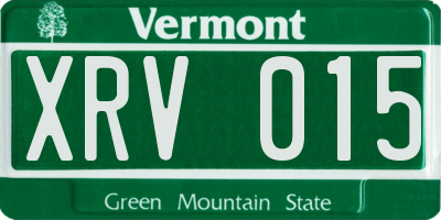 VT license plate XRV015