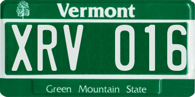 VT license plate XRV016
