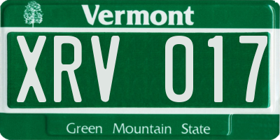 VT license plate XRV017