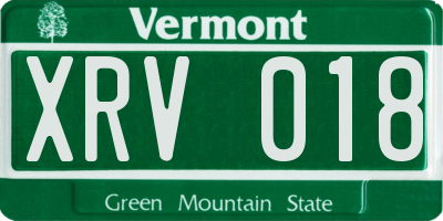 VT license plate XRV018