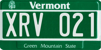 VT license plate XRV021