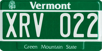 VT license plate XRV022