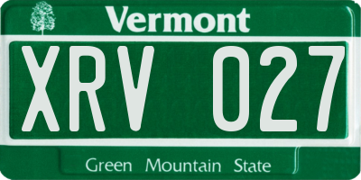 VT license plate XRV027