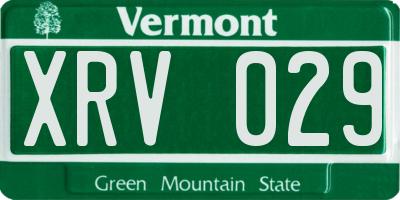 VT license plate XRV029