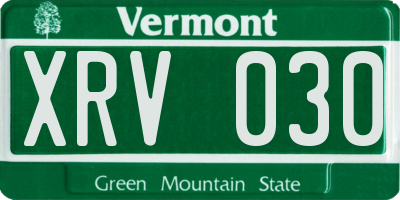 VT license plate XRV030