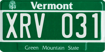 VT license plate XRV031