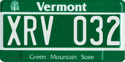 VT license plate XRV032