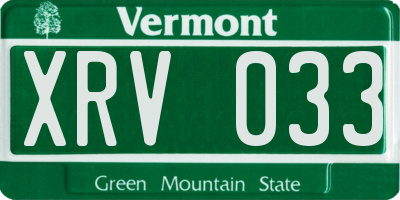 VT license plate XRV033