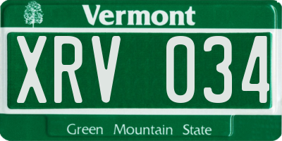 VT license plate XRV034