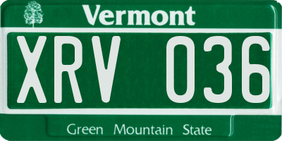 VT license plate XRV036