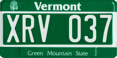 VT license plate XRV037