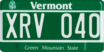 VT license plate XRV040