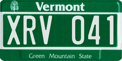 VT license plate XRV041