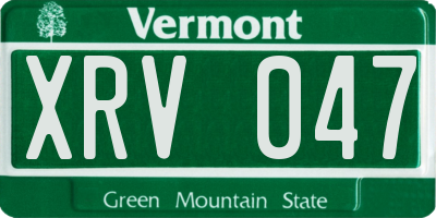 VT license plate XRV047